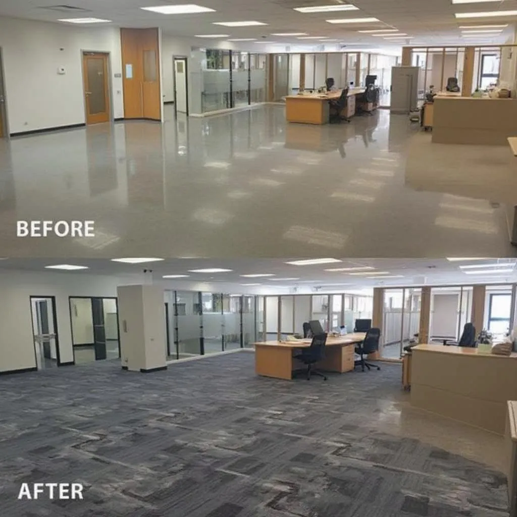 Antes y después limpieza oficina