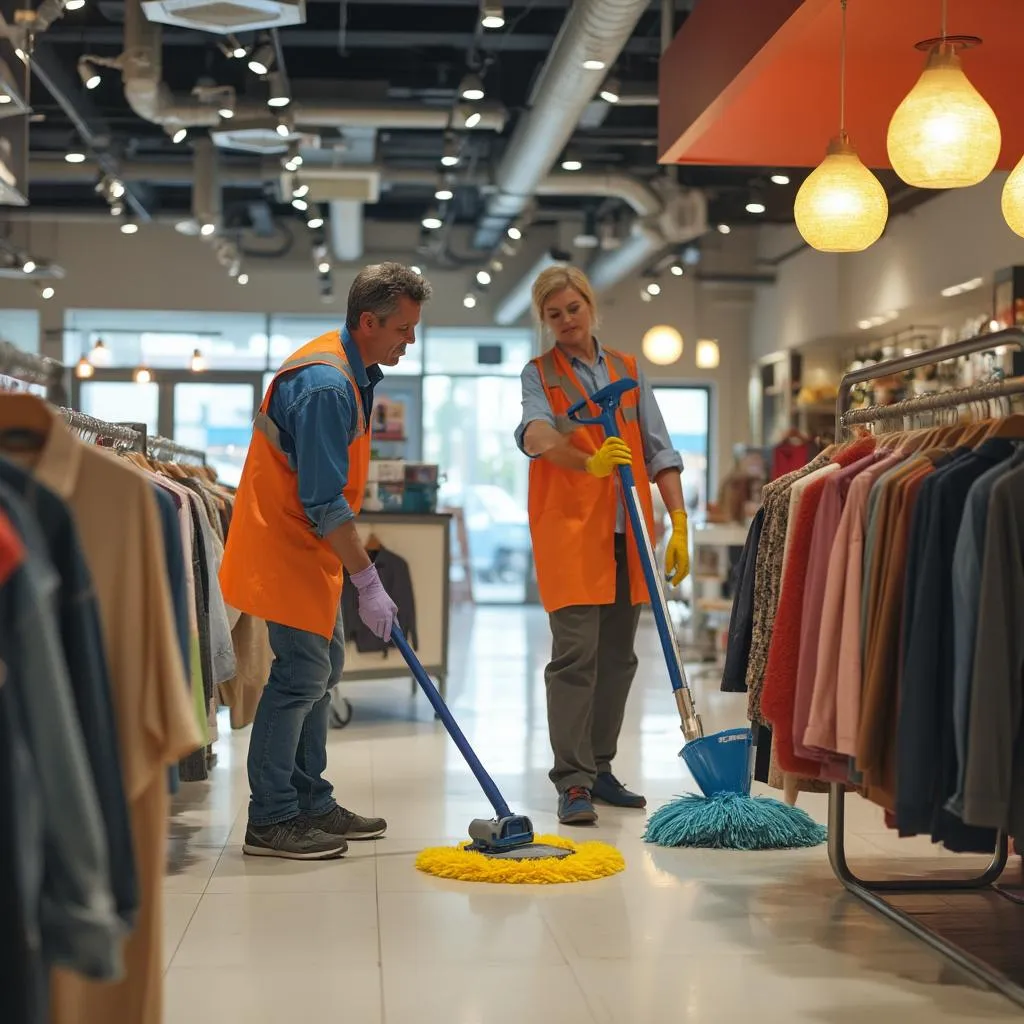 Equipo trabajando en espacio comercial